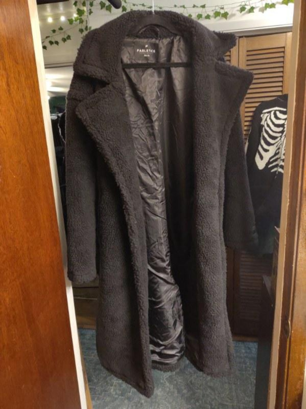 Fabletics Black Cozy Teddy Long Coat